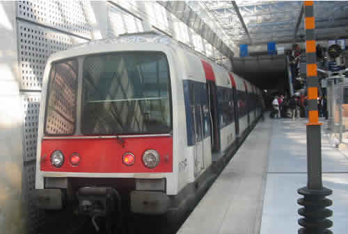 RER train at Paris Charles De Gaulle Airport