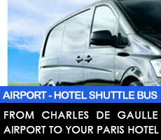 Airport shuttle bus from Charles de Gaulle Airport to central Paris hotels